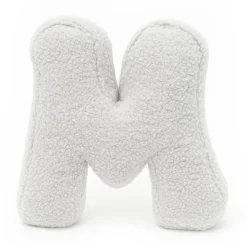 MeowBaby - Almohada Infantil con Forma de Letra “M” Color Blanco Roto “Bearly M”