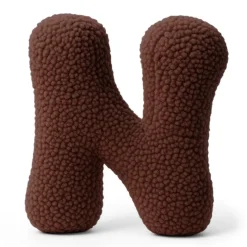 MeowBaby - Almohada Infantil con Forma de Letra “N” Color Marrón Oscuro “Bearly N”