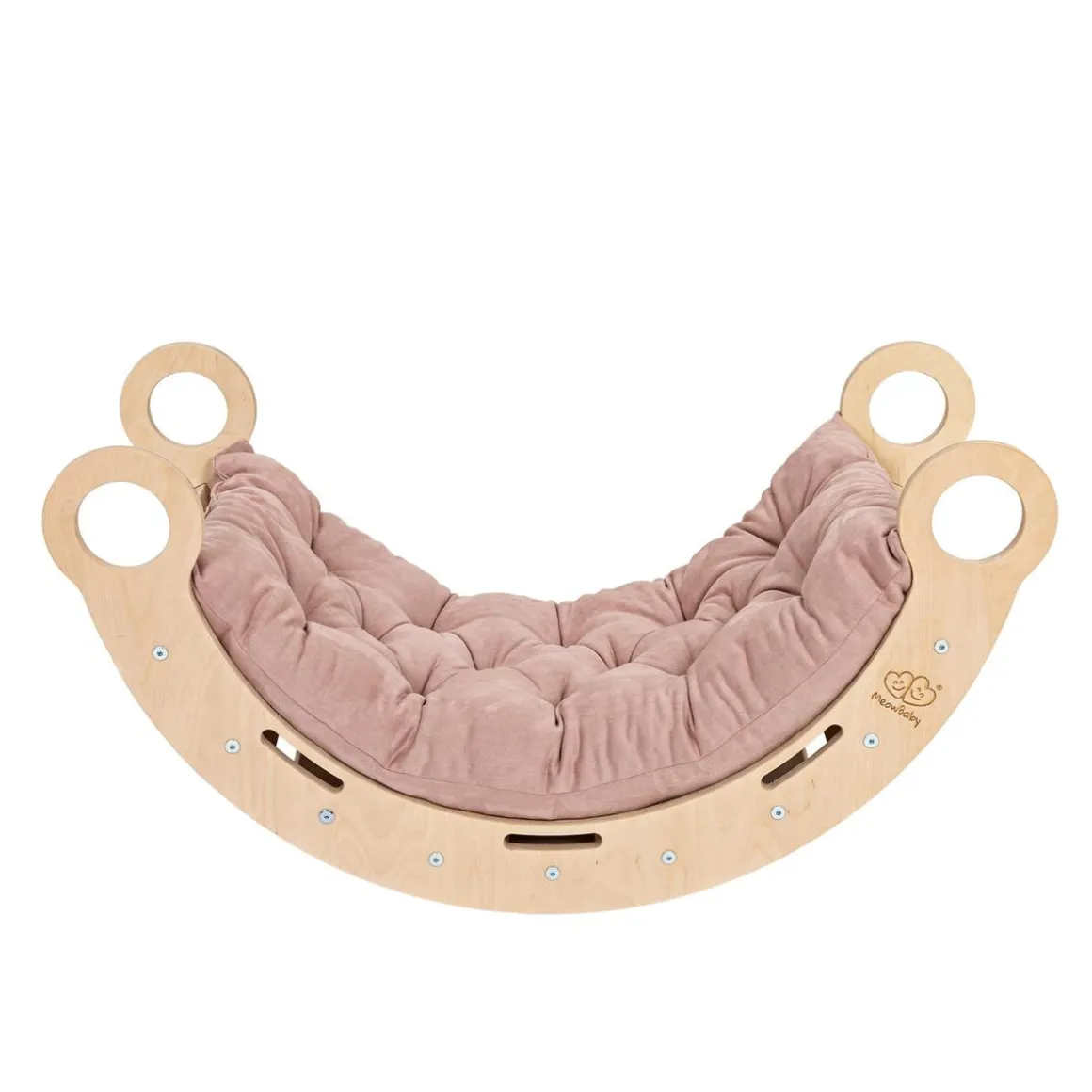MeowBaby - Mecedora Infantil de Madera Natural con Cojín Rosa “Medium Dream Rocker Classic”