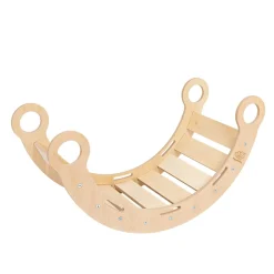 MeowBaby - Mecedora Infantil de Madera Natural con Cojín Rosa “Medium Dream Rocker Classic”