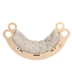 MeowBaby - Mecedora Infantil de Madera Natural con Tobogán y Cojín Beige “Medium Dream Rocker Classic”