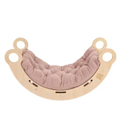 MeowBaby - Mecedora Infantil de Madera Natural con Escalera y Cojín Rosa “Medium Dream Rocker Classic”