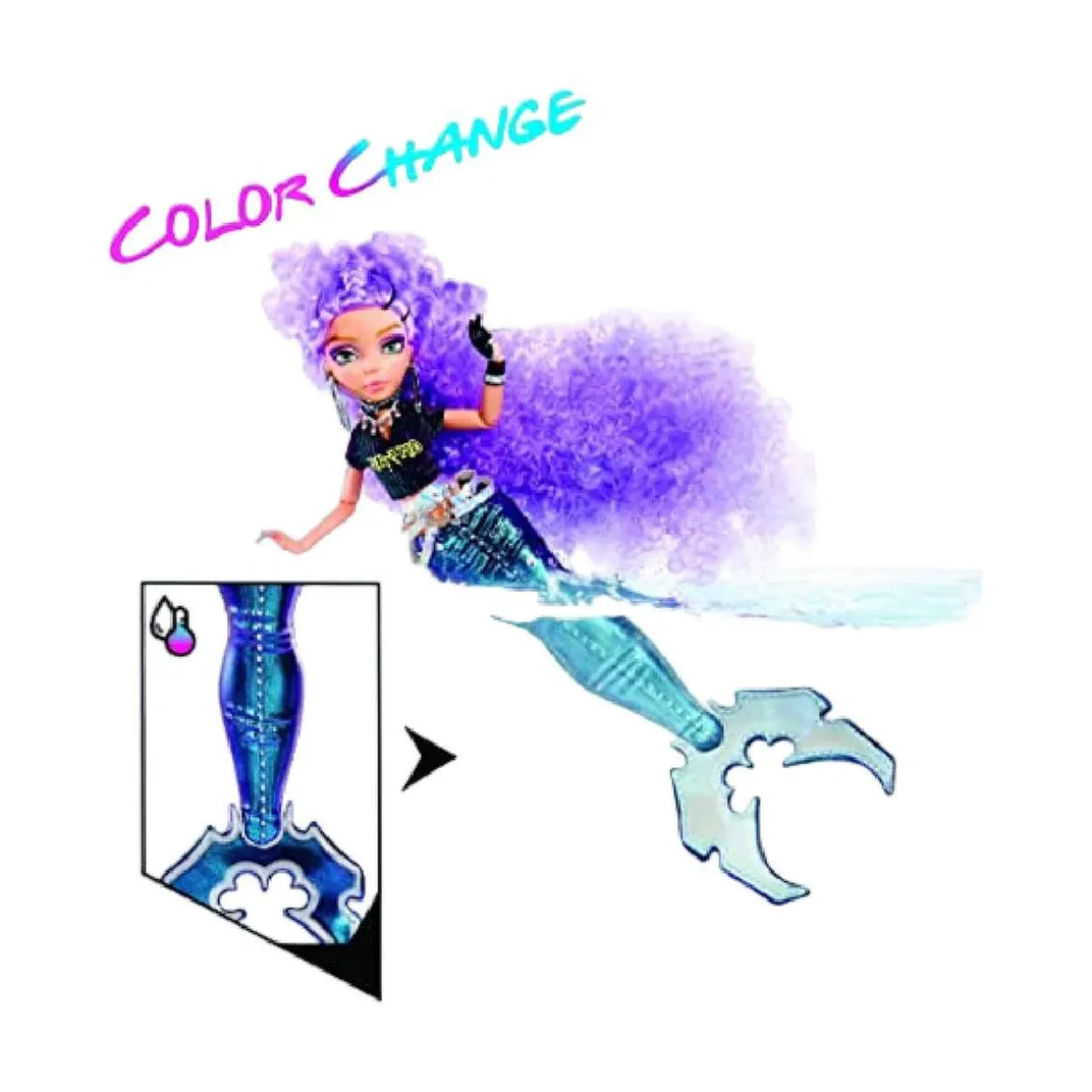 Mermaze Mermaidz - Riviera - Muñeca sirena, sirena guitarrista que cambia de color