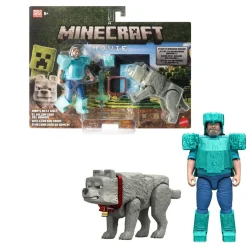 Minecraft - Pack 2 figuras Steve y Wolf