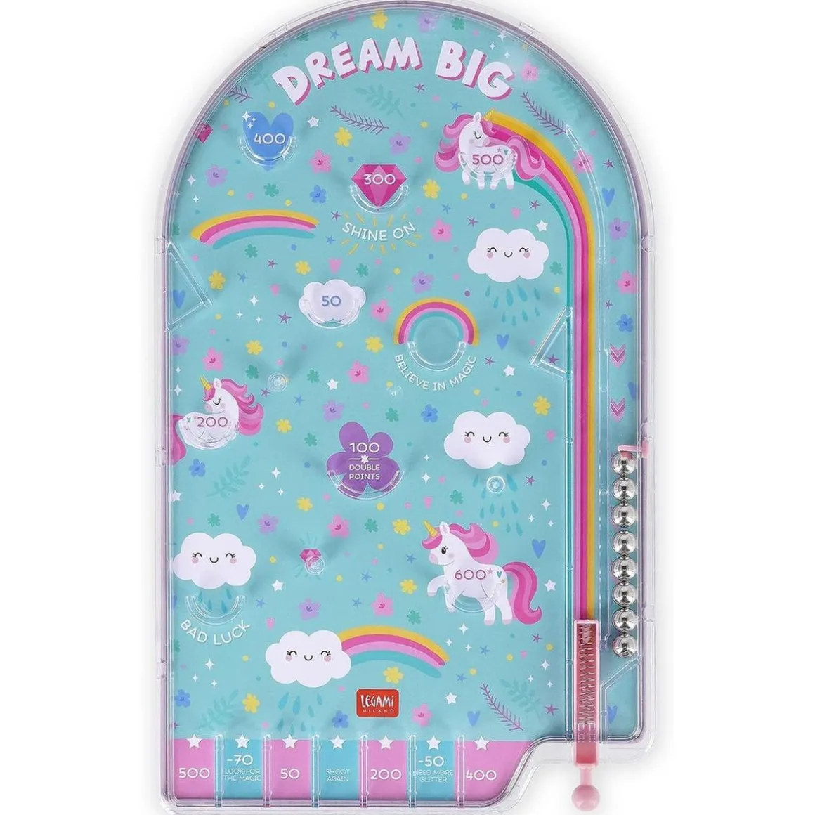 Mini pinball portátil tema unicornio ㅤ