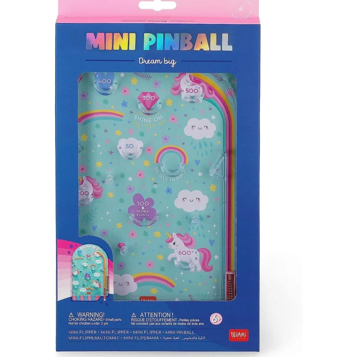 Mini pinball portátil tema unicornio ㅤ