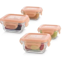 Miniland - Set 4 Recipientes de Vidrio Naranja - Natursquare Bunny