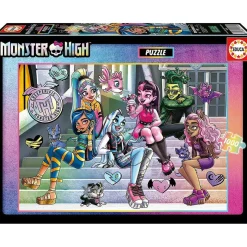 Monster High - Puzzle de 1000 piezas Monster High para adultos, 68 x 48 cm y cola Fix incluida ㅤ