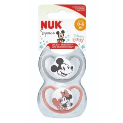 Nuk - Pack 2 chupetes Space silicona Minnie 0-6 meses