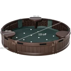 Outsunny - Arenero con Asientos y Cubierta Impermeable