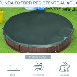 Outsunny - Arenero con Asientos y Cubierta Impermeable