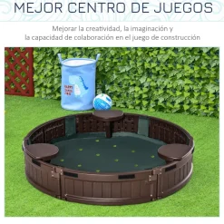 Outsunny - Arenero con Asientos y Cubierta Impermeable