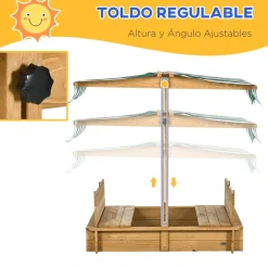 Outsunny - Arenero infantil de madera con toldo