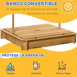 Outsunny - Arenero infantil de madera con toldo
