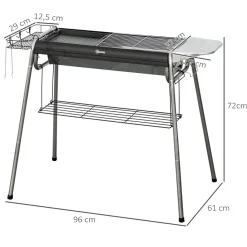 Outsunny - Barbacoa de carbón portatil con parrilla y plancha