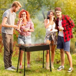 Outsunny - Barbacoa de carbón portatil con dos parrillas