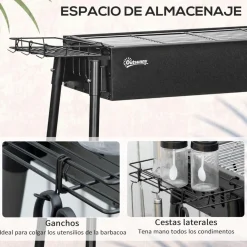 Outsunny - Barbacoa de carbón portatil con dos parrillas