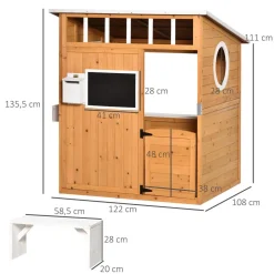 Outsunny - Casita de jardín de madera con banco y macetero