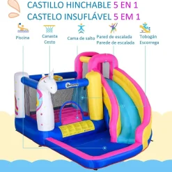 Outsunny - Castillo hinchable infantil 5 en 1