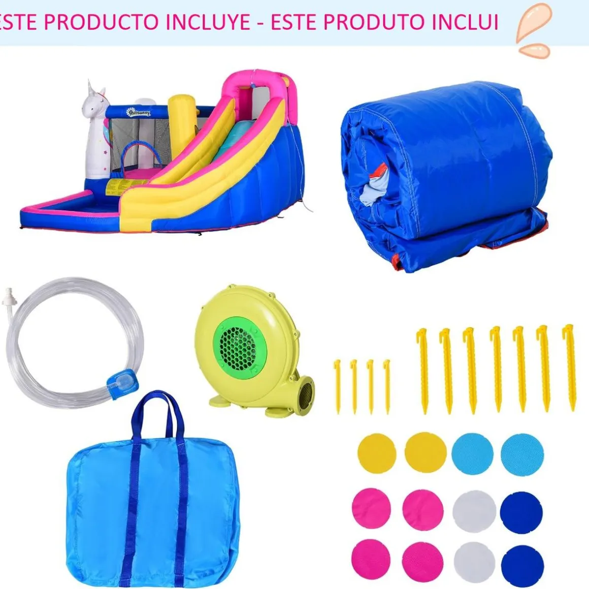 Outsunny - Castillo hinchable infantil 5 en 1