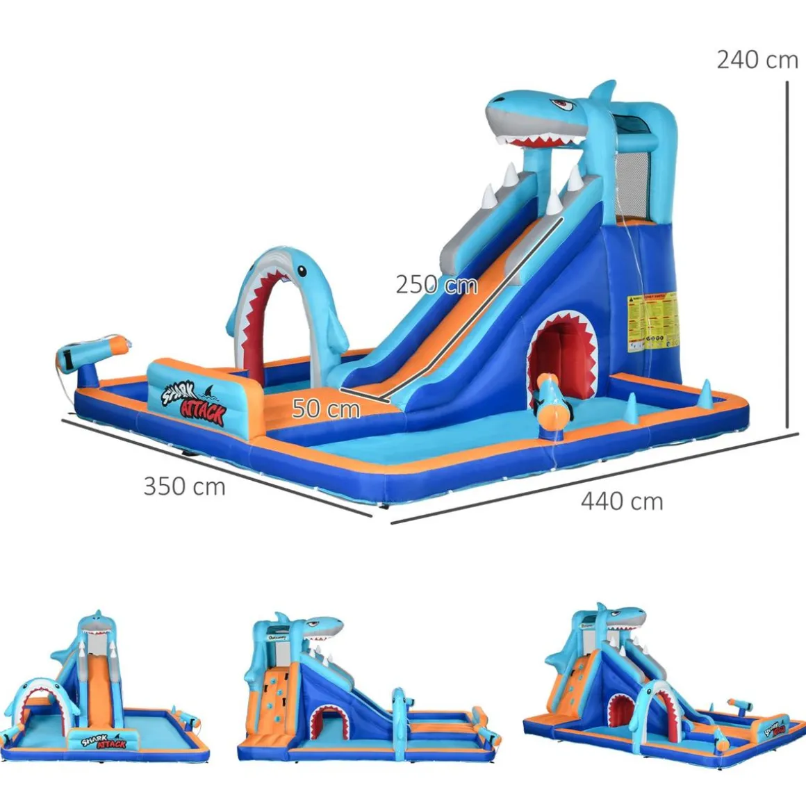 Outsunny - Castillo hinchable Tiburón