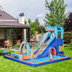 Outsunny - Castillo hinchable Tiburón