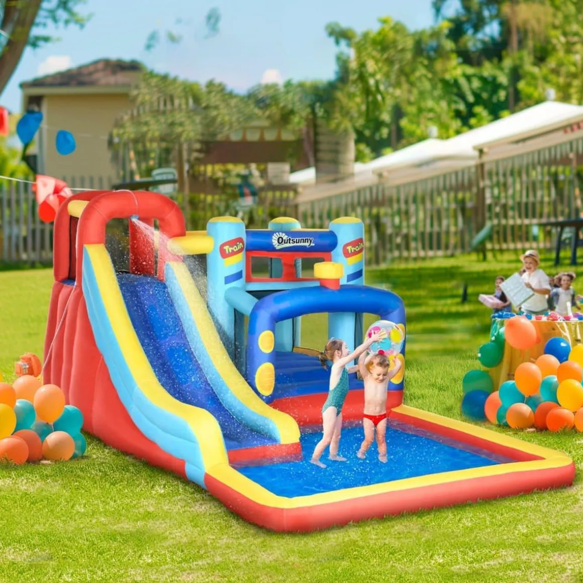 Outsunny - Castillo hinchable con inflador