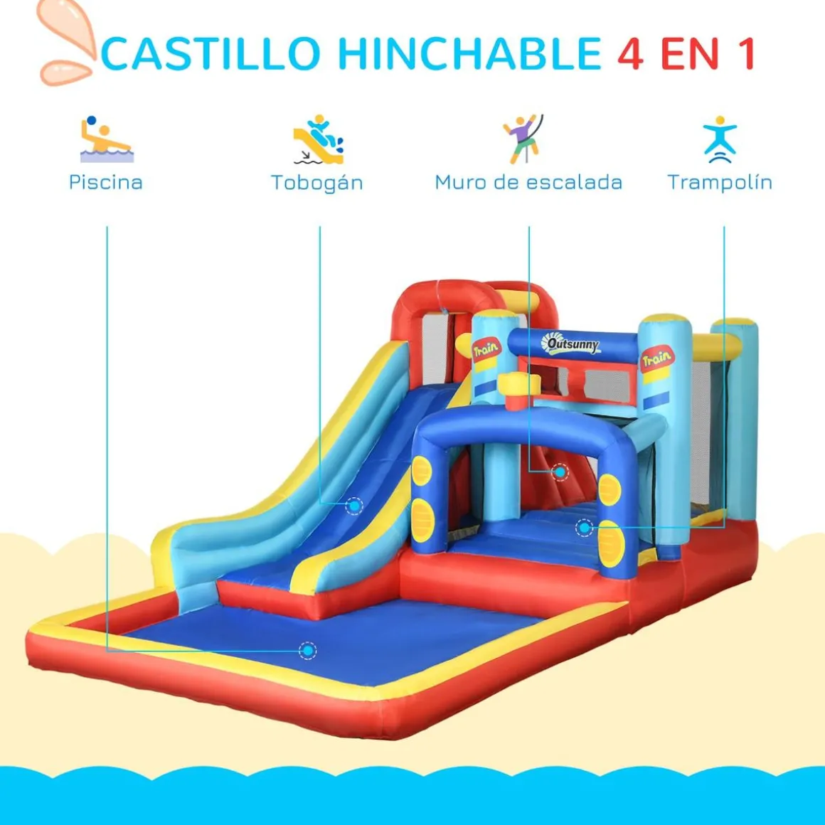 Outsunny - Castillo hinchable con inflador