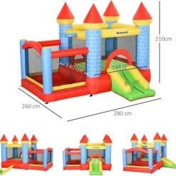 Outsunny - Castillo inflable infantil 4 en 1