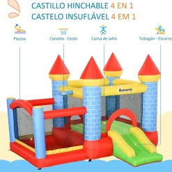 Outsunny - Castillo inflable infantil 4 en 1