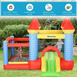 Outsunny - Castillo inflable infantil 4 en 1