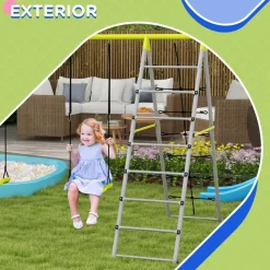 Outsunny - Conjunto 4 en 1 Columpios con Escalador