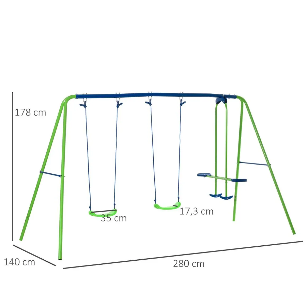 Outsunny - Juego de columpios de jardín