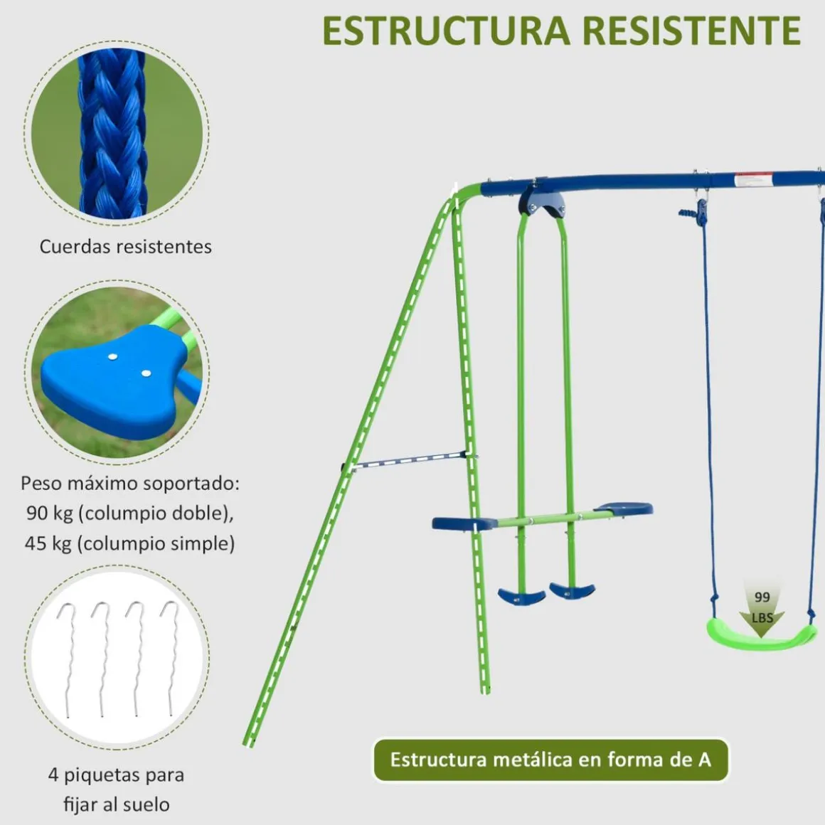 Outsunny - Juego de columpios de jardín