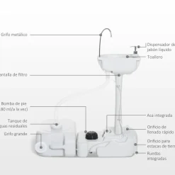 Outsunny - Lavamanos portátil con dispensador de jabón