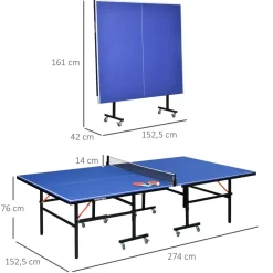 Outsunny - Mesa Ping Pong plegable con Red, Palas y Pelotas