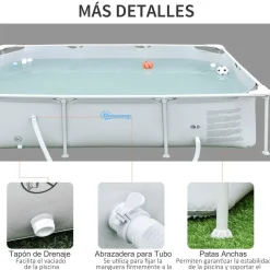 Outsunny - Piscina desmontable tubular gris 2.000 l con depuradora