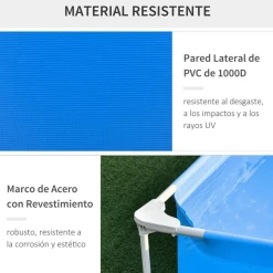 Outsunny - Piscina desmontable tubular de acero azul 2.100 l con depuradora