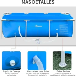 Outsunny - Piscina desmontable tubular de acero azul 2.100 l con depuradora