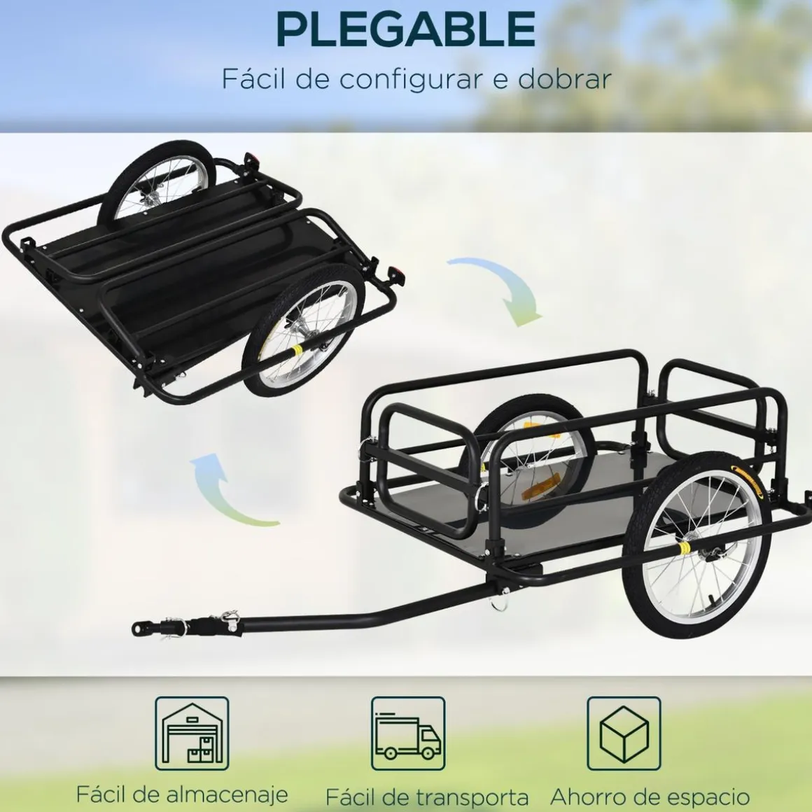 Outsunny - Remolque plegable para bicicleta