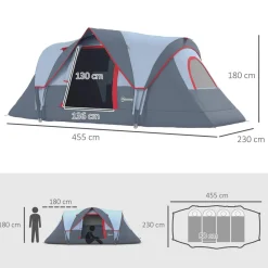 Outsunny - Tienda de campaña 455x230x180 cm Gris