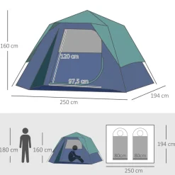 Outsunny - Tienda de campaña Pop Up 250x194x160 cm Verde