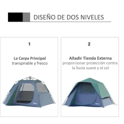 Outsunny - Tienda de campaña Pop Up 250x194x160 cm Verde