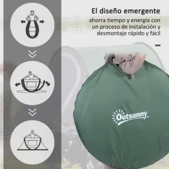 Outsunny - Tienda de campaña Pop Up 250x150x100 cm Verde