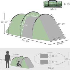 Outsunny - Tienda de campaña familiar 426x206x154 cm Verde