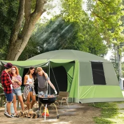 Outsunny - Tienda de campaña familiar 405x305x225 cm Verde