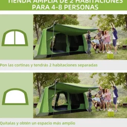 Outsunny - Tienda de campaña familiar 405x305x225 cm Verde