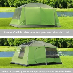 Outsunny - Tienda de campaña familiar 405x305x225 cm Verde