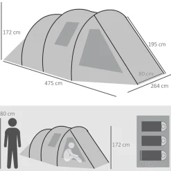 Outsunny - Tienda de campaña familiar 475x264x172 cm Verde