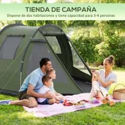 Outsunny - Tienda de campaña familiar 475x264x172 cm Verde